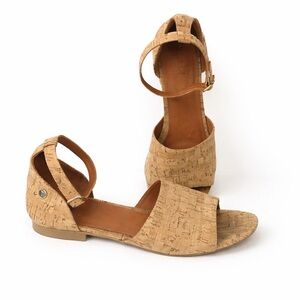 RUTZ WALK IN CORK Women's Tan Cork Ankle Strap Sandals 40